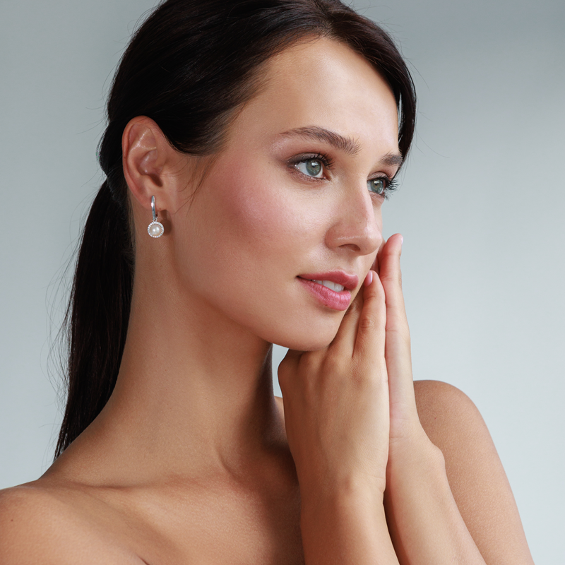 Sidabriniai auskarai su perlais ir cirkoniais