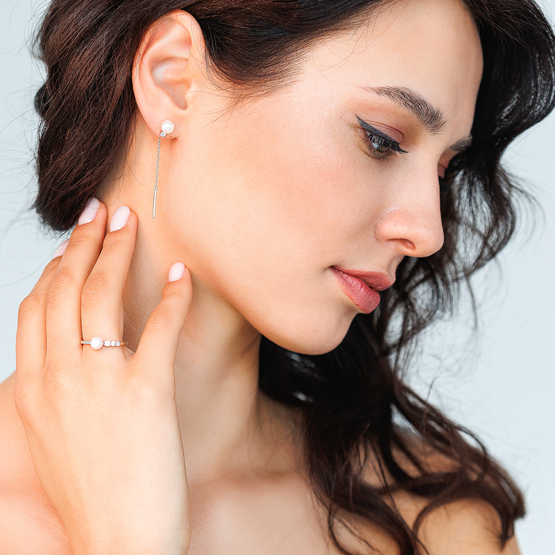 Sidabriniai auskarai su perlais ir cirkoniais