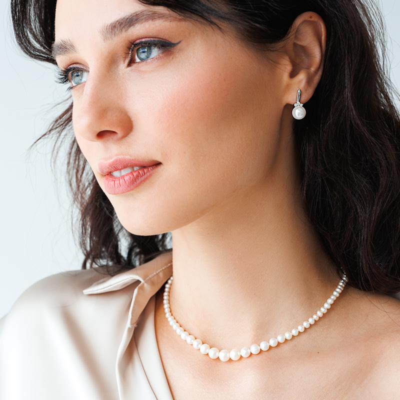 Sidabriniai auskarai su perlais ir cirkoniais