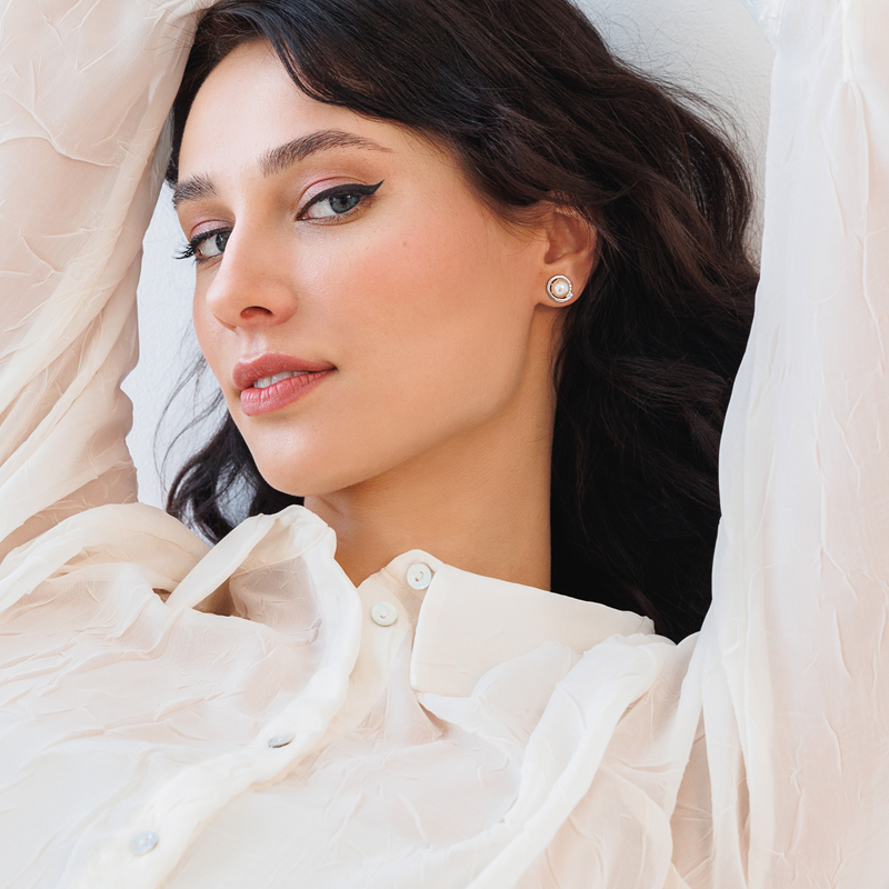 Sidabriniai auskarai su perlais ir cirkoniais