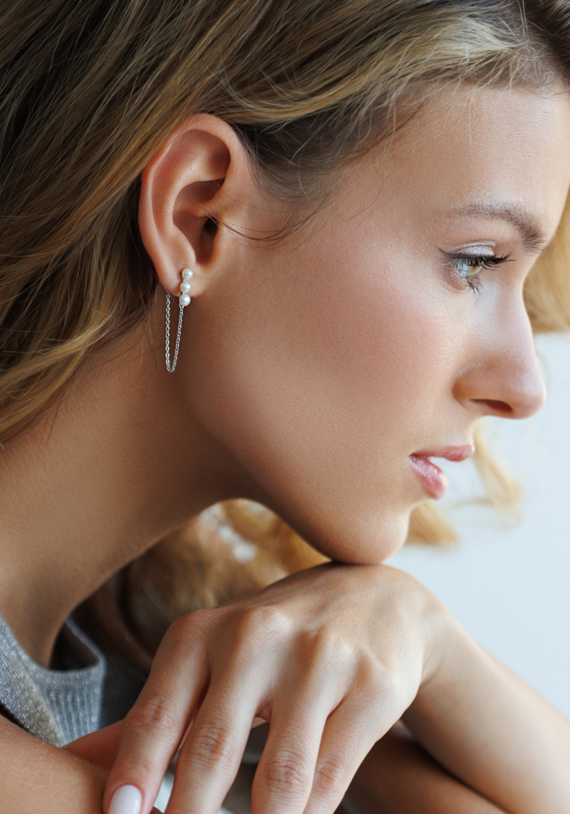 Sidabriniai auskarai su perlais