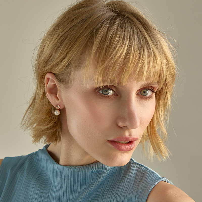 Paauksuoti sidabriniai auskarai su perlais ir cirkoniais