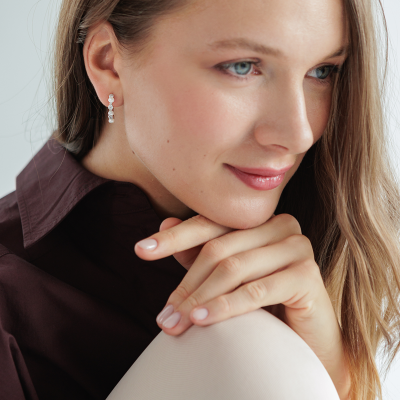 Sidabriniai auskarai su perlais ir cirkoniais