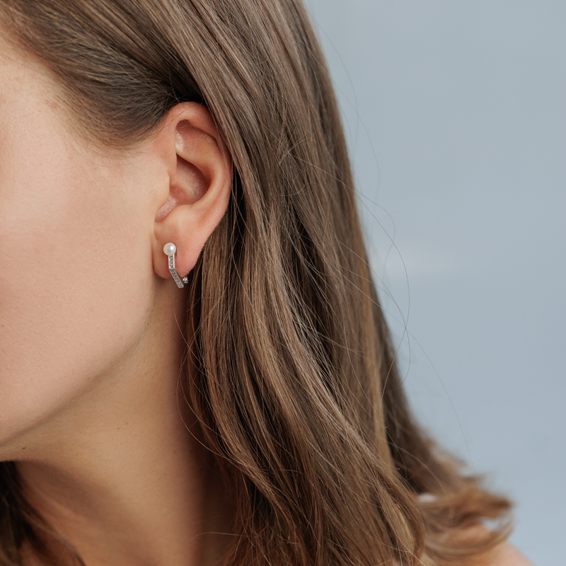 Sidabriniai auskarai su perlais ir cirkoniais