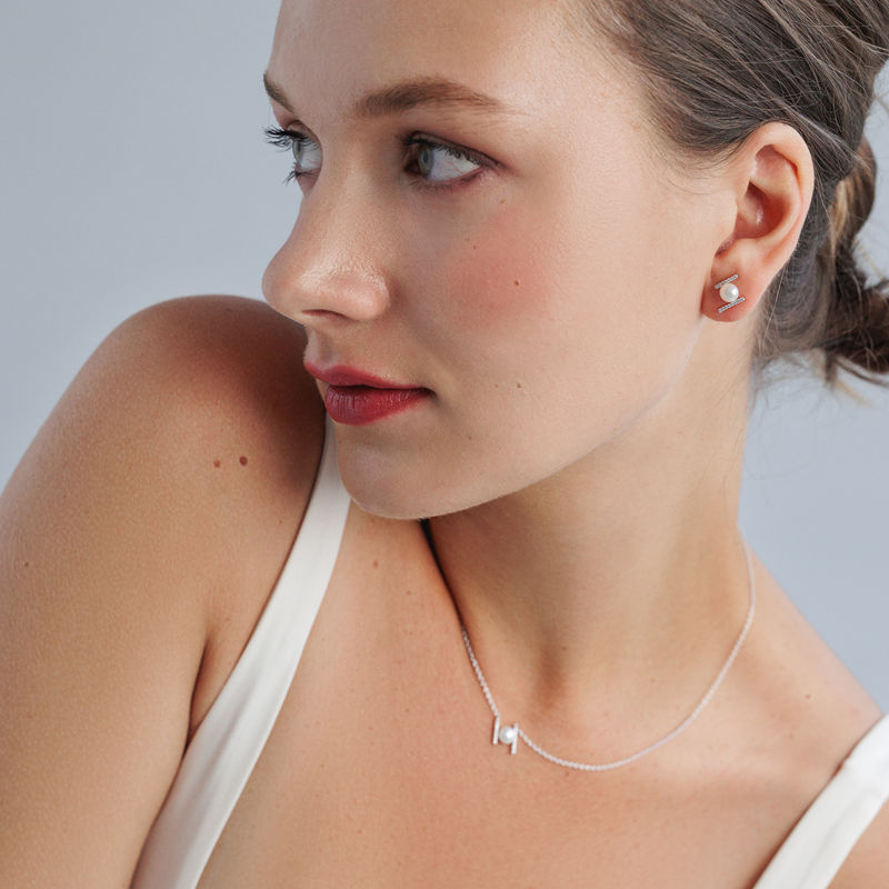 Sidabriniai auskarai su perlais ir cirkoniais