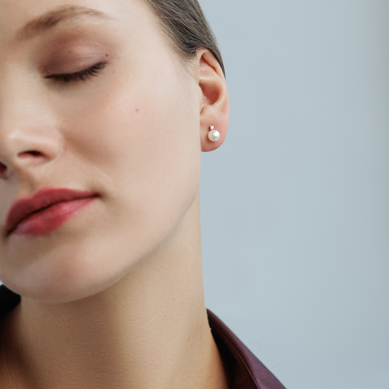 Sidabriniai auskarai su perlais ir cirkoniais