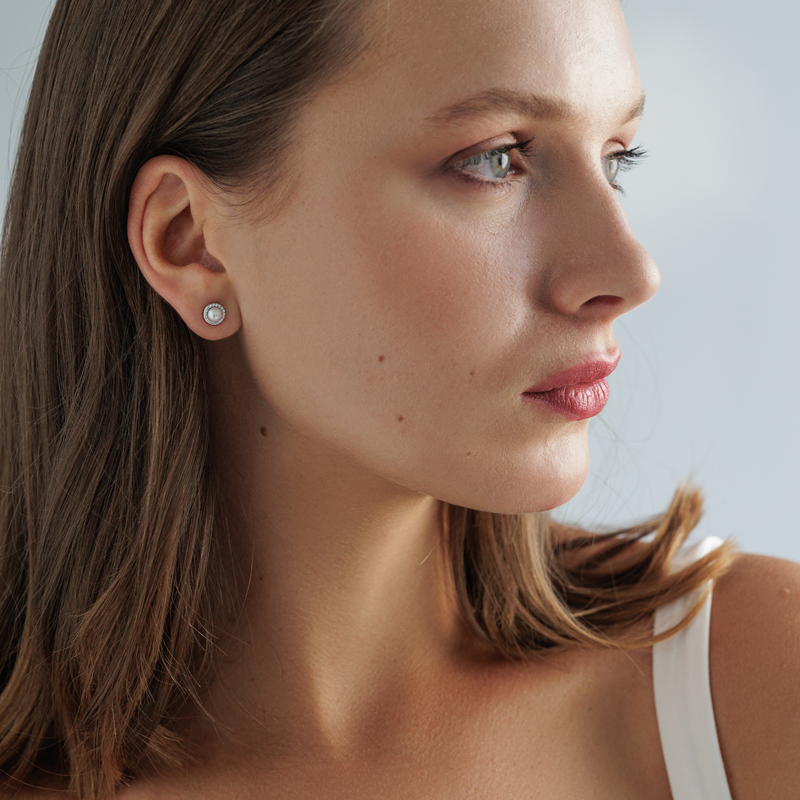 Sidabriniai auskarai su perlais ir cirkoniais