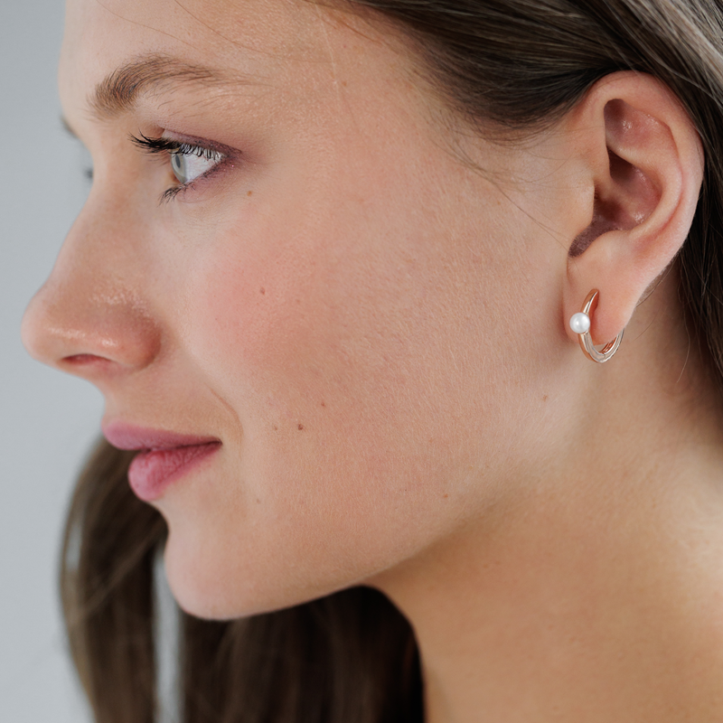 Paauksuoti sidabriniai auskarai su perlais ir cirkoniais