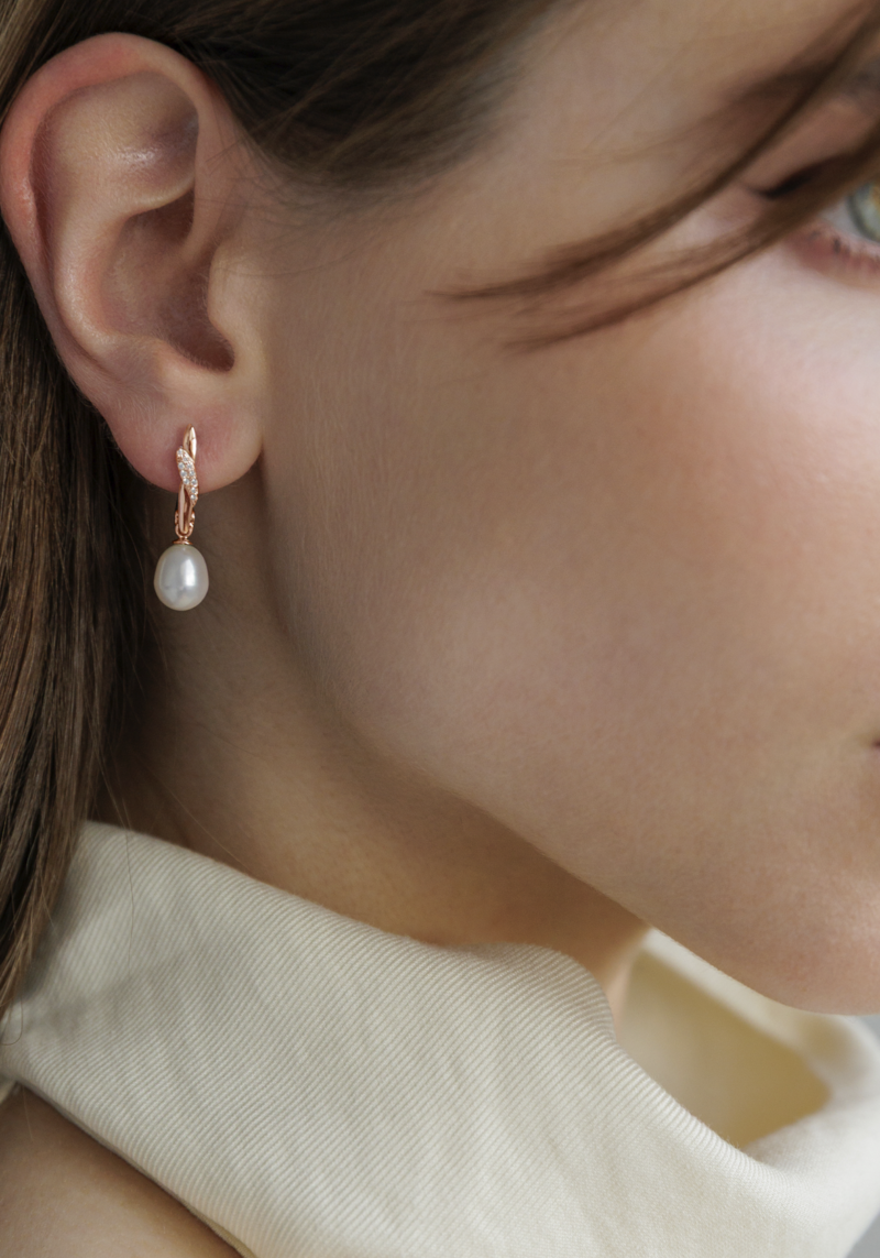 Paauksuoti auskarai su perlais ir cirkoniais