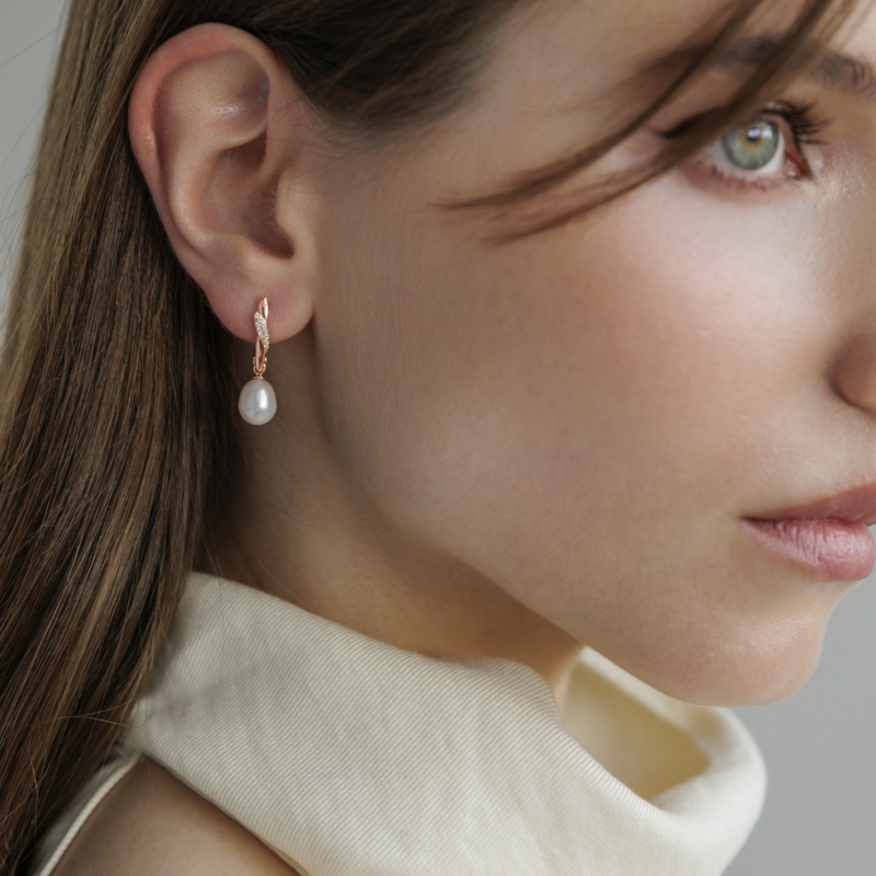 Paauksuoti auskarai su perlais ir cirkoniais