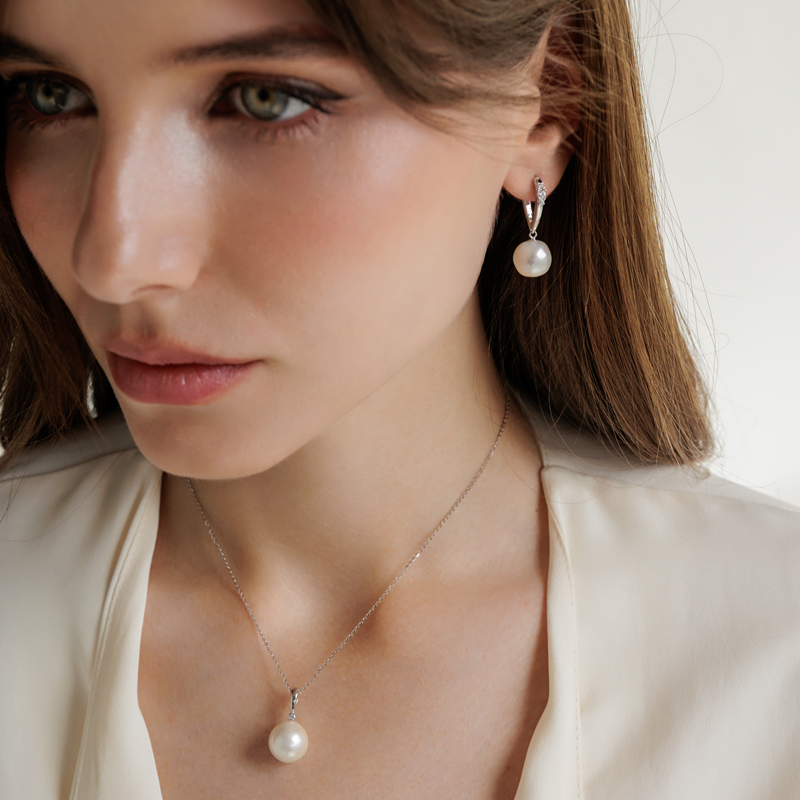 Sidabriniai auskarai su perlais ir cirkoniais