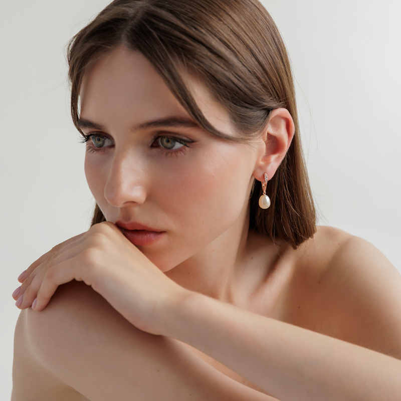 Paauksuoti sidabriniai auskarai su perlais ir cirkoniais