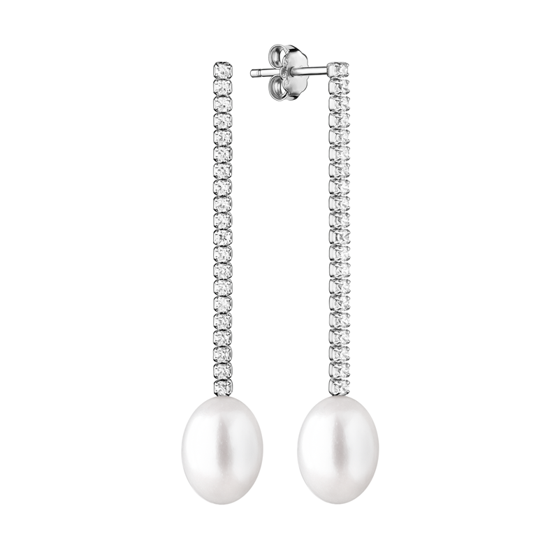 Sidabriniai auskarai su perlais ir cirkoniais