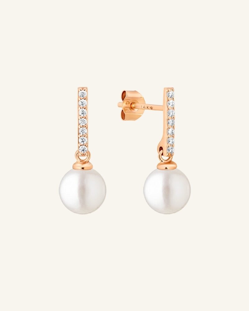 Auksiniai auskarai su perlais ir cirkoniais