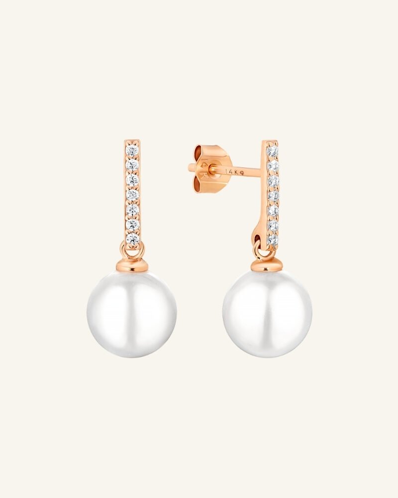 Auksiniai auskarai su perlais ir cirkoniais