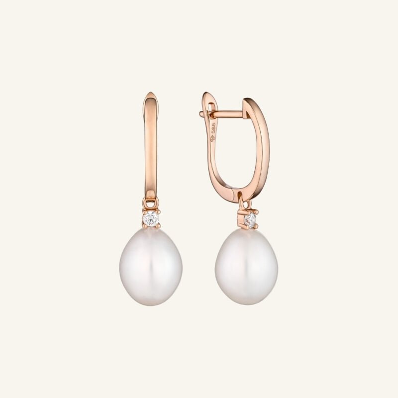 Auksiniai auskarai su perlais ir cirkoniais