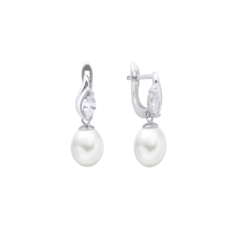 Sidabriniai auskarai su perlais ir cirkoniais