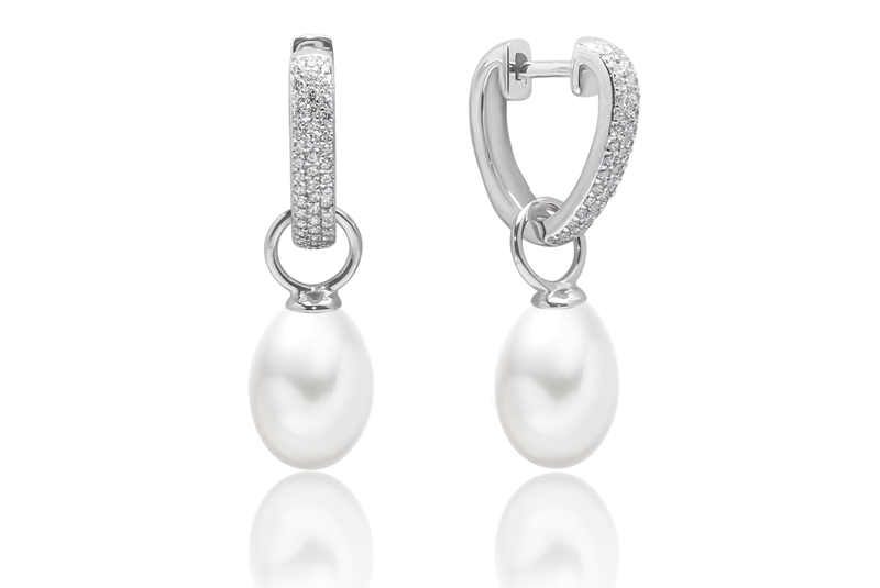 Sidabriniai auskarai su perlais ir cirkoniais