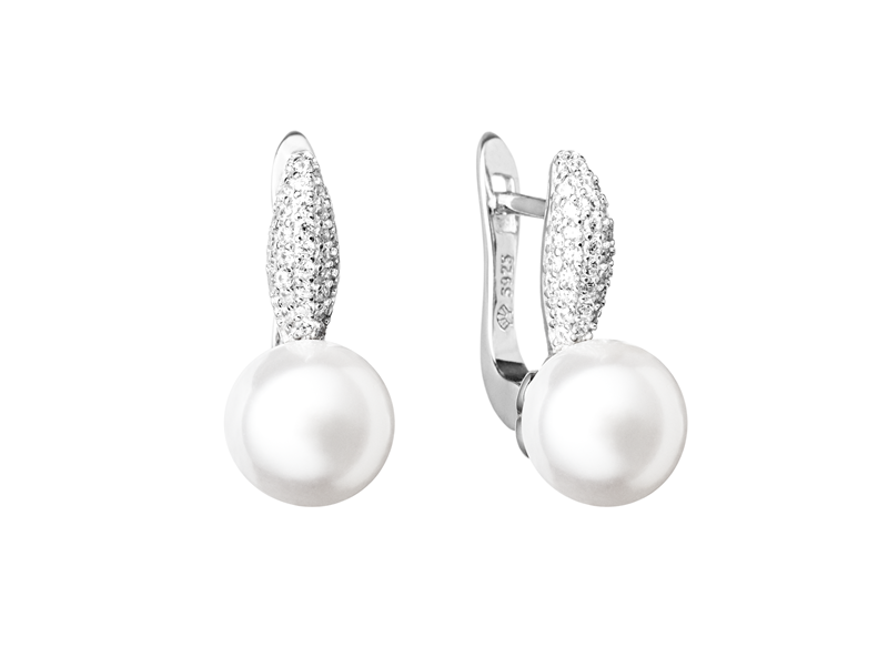 Sidabriniai auskarai su perlais ir cirkoniais