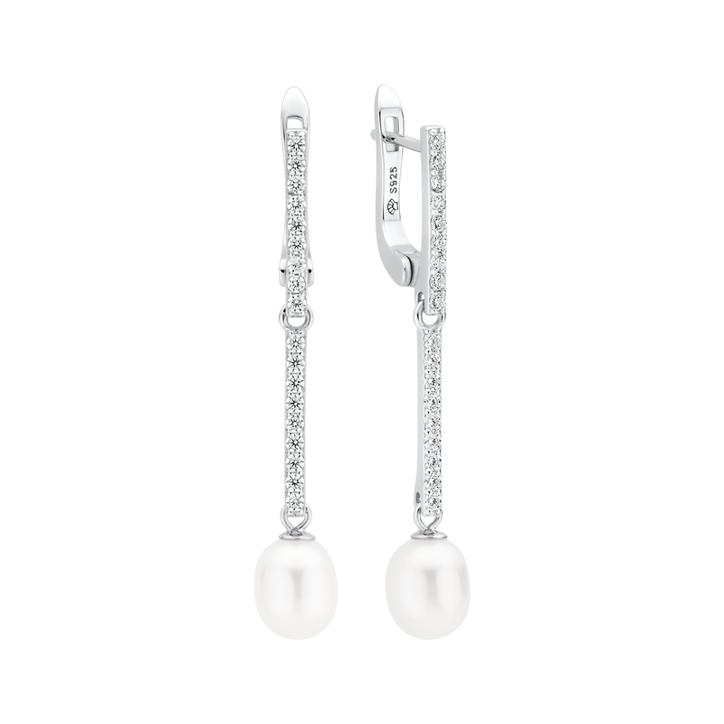 Sidabriniai auskarai su perlais ir cirkoniais