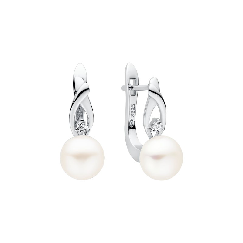 Sidabriniai auskarai su perlais ir cirkoniais