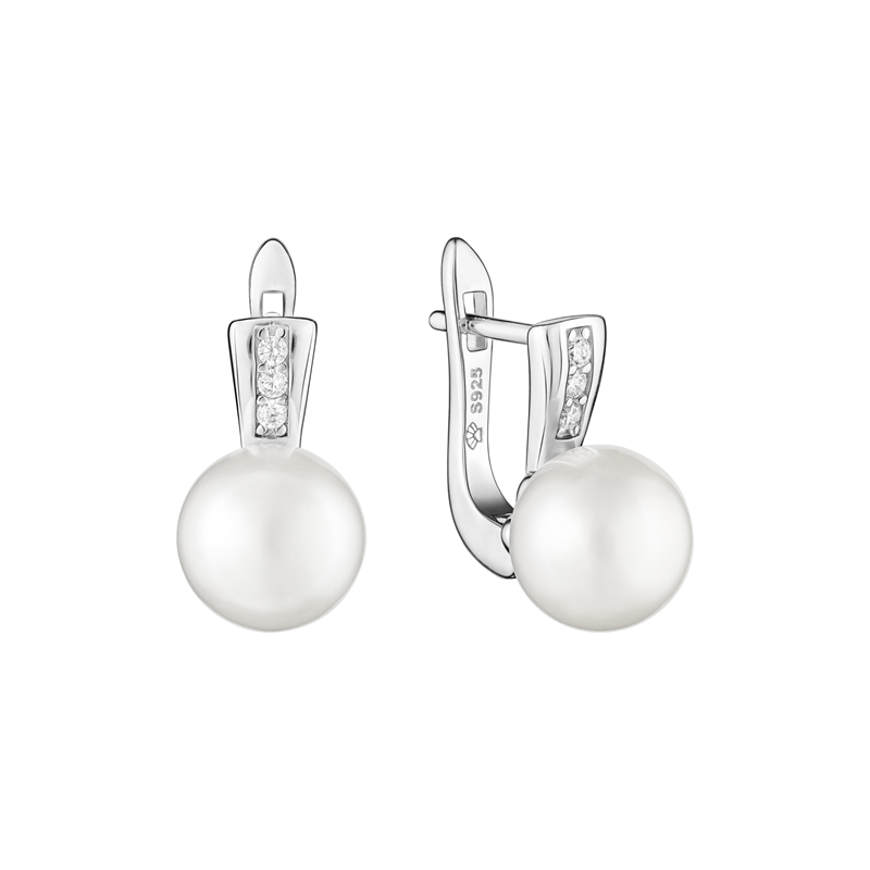 Sidabriniai auskarai su perlais ir cirkoniais