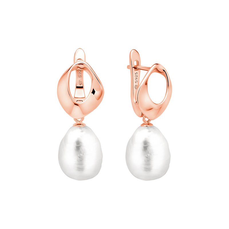 Paauksuoti sidabriniai auskarai su perlais