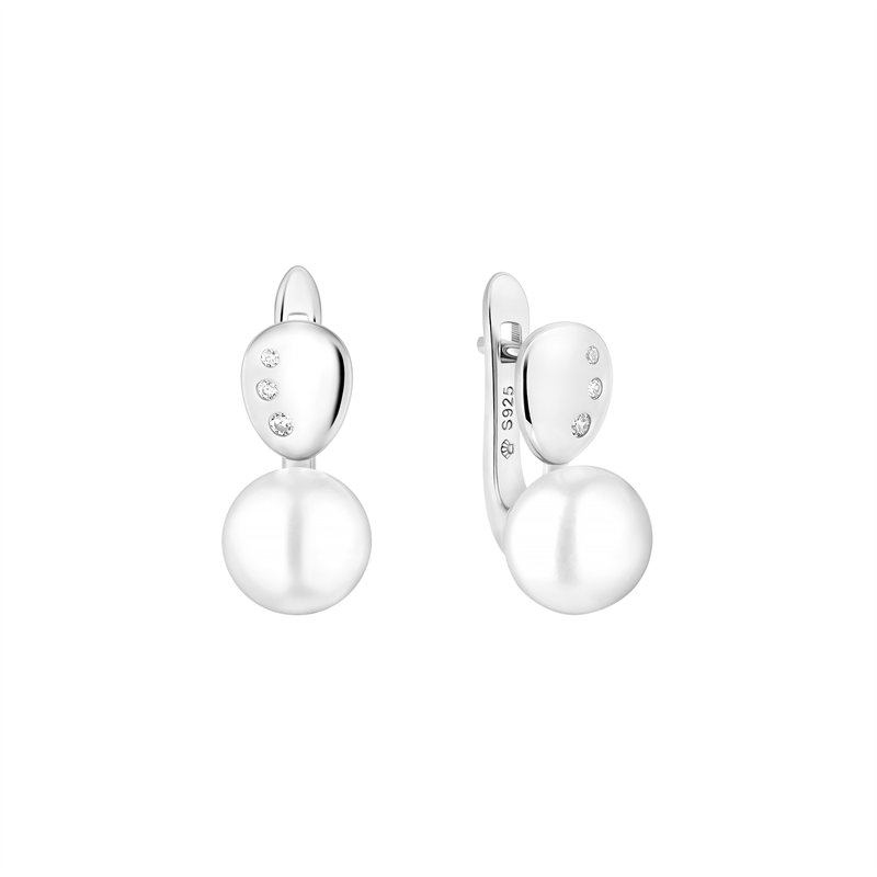 Sidabriniai auskarai su perlais ir cirkoniais