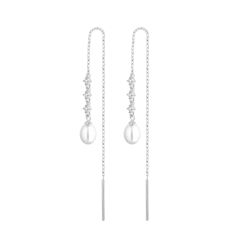 Sidabriniai auskarai su perlais ir cirkoniais