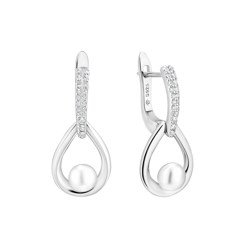 Sidabriniai auskarai su perlais ir cirkoniais