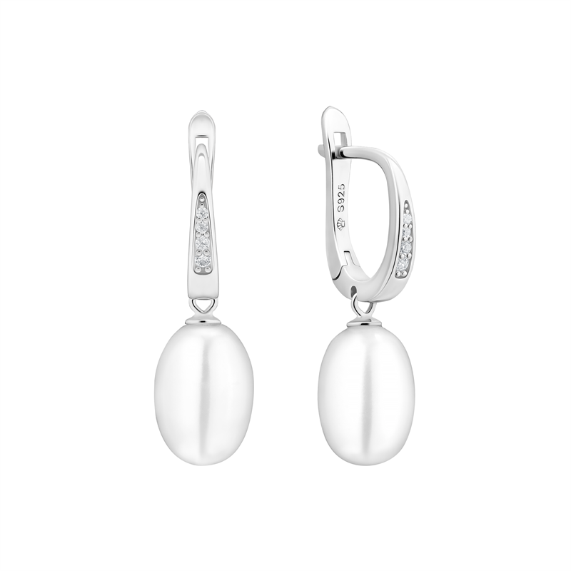 Sidabriniai auskarai su perlais ir cirkoniais