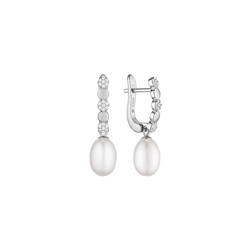 Sidabriniai auskarai su perlais ir cirkoniais