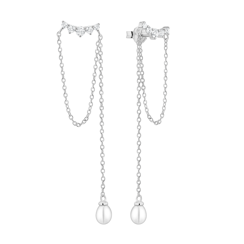 Sidabriniai auskarai su perlais ir cirkoniais