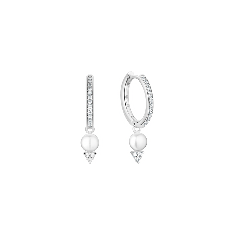 Sidabriniai auskarai su perlais ir cirkoniais