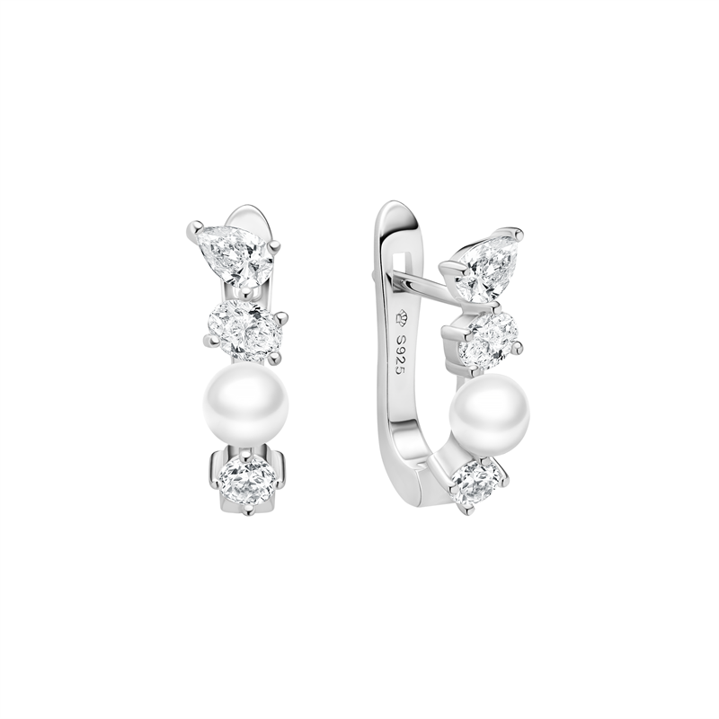 Sidabriniai auskarai su perlais ir cirkoniais