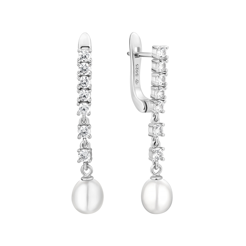 Sidabriniai auskarai su perlais ir cirkoniais