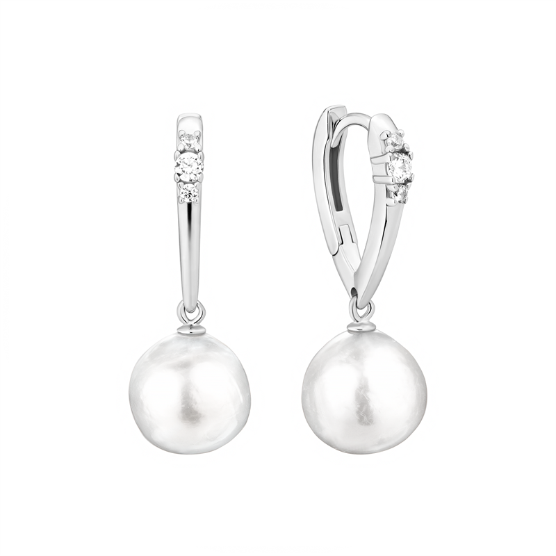 Sidabriniai auskarai su perlais ir cirkoniais