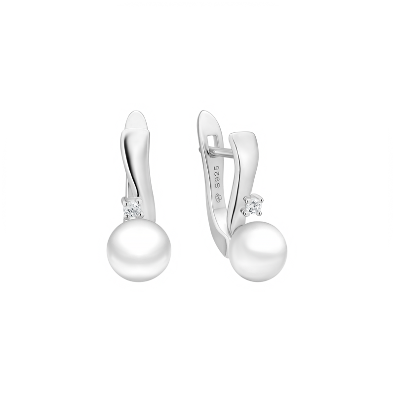 Sidabriniai auskarai su perlais ir cirkoniais