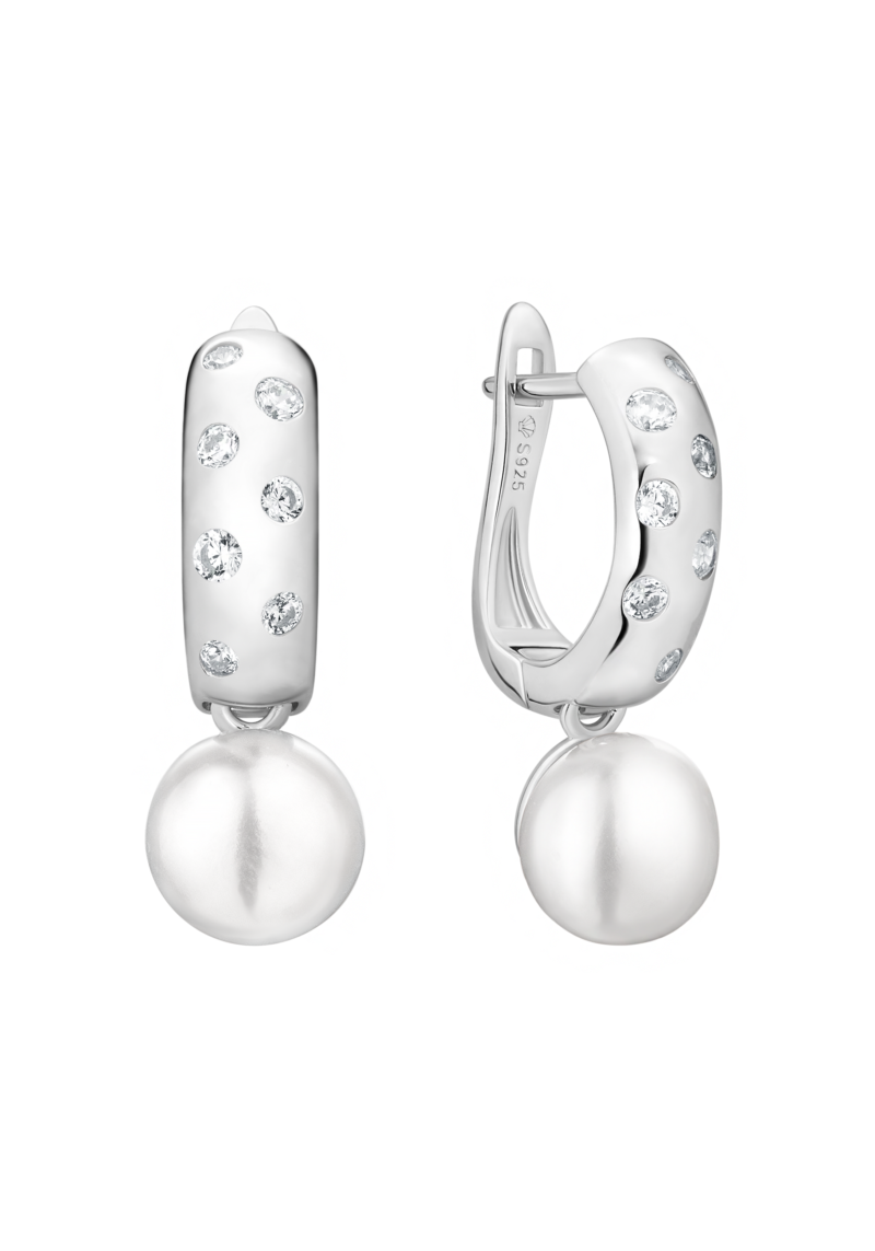 Sidabriniai auskarai su perlais ir cirkoniais