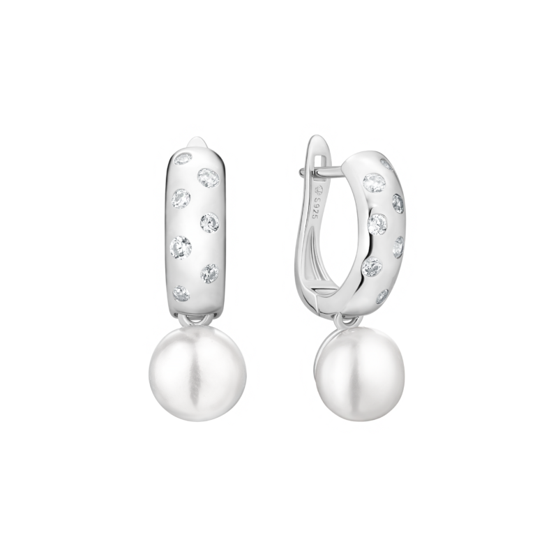 Sidabriniai auskarai su perlais ir cirkoniais