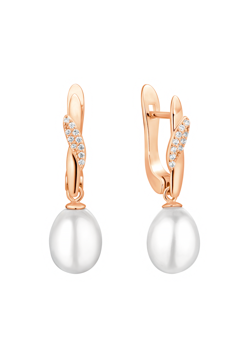 Paauksuoti auskarai su perlais ir cirkoniais