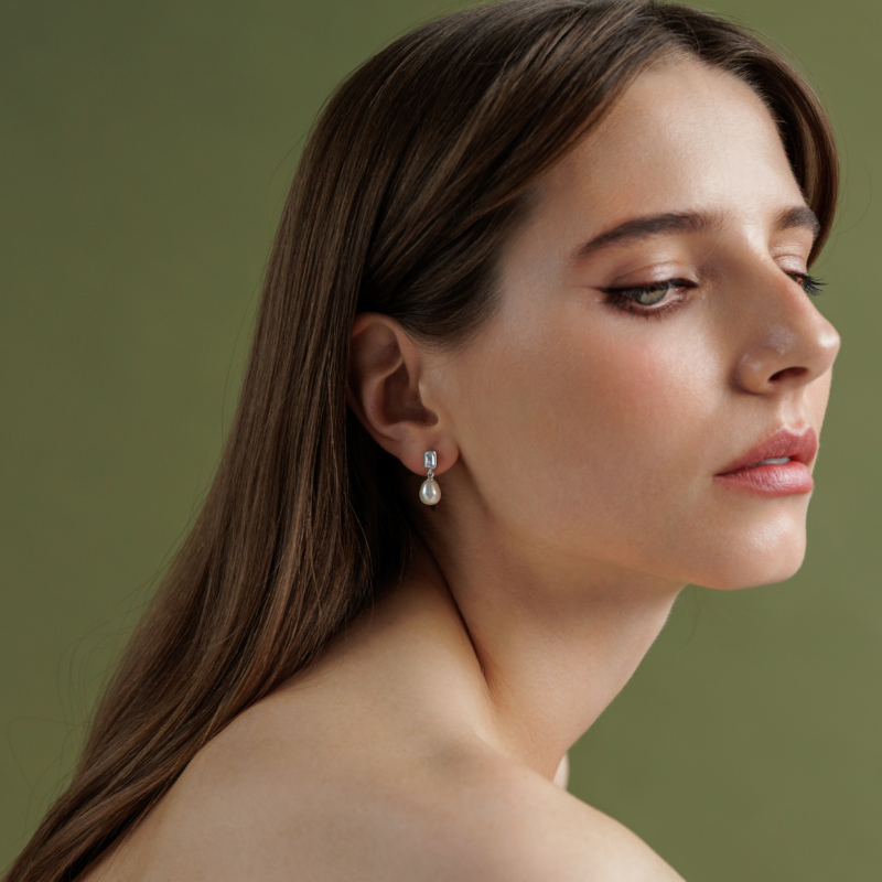 Sidabriniai auskarai su perlais ir cirkoniais