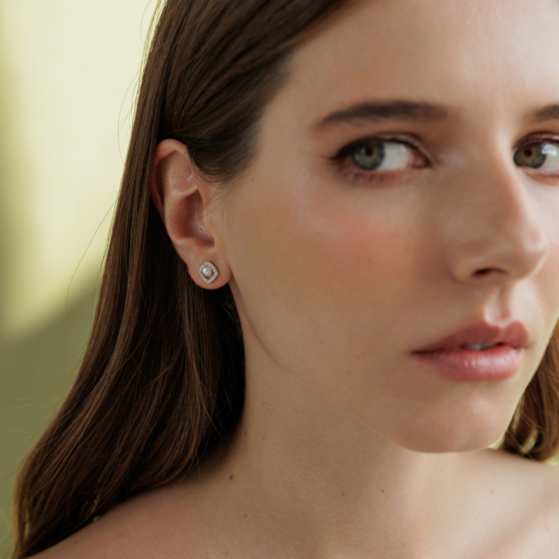 Sidabriniai auskarai su perlais ir cirkoniu