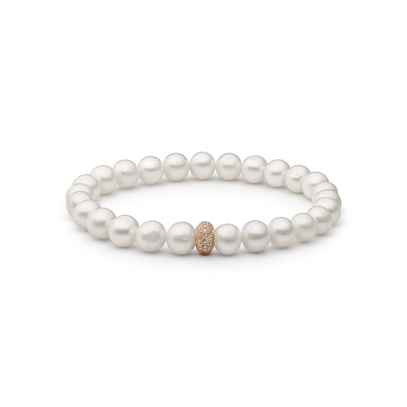 Perlų apyrankė su sidabru ir cirkoniais