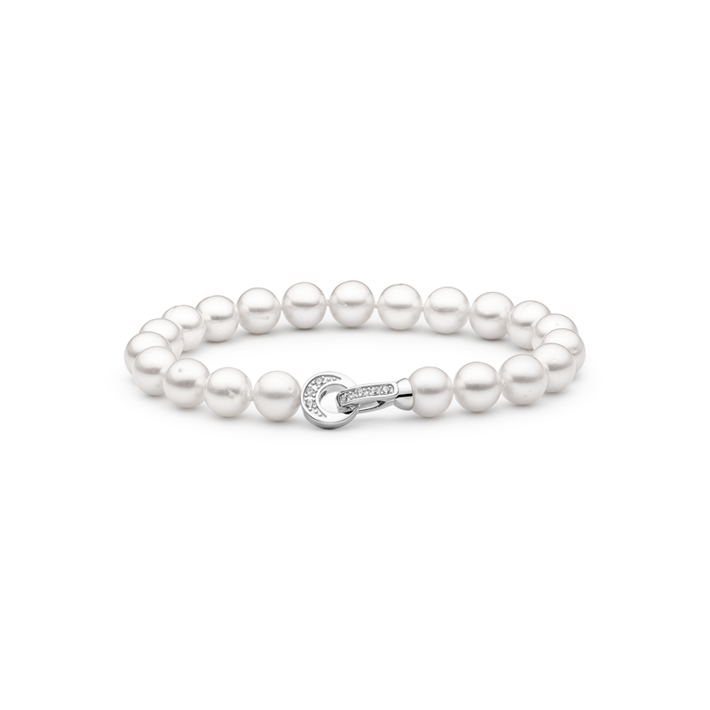 Perlų apyrankė su sidabru ir cirkoniais