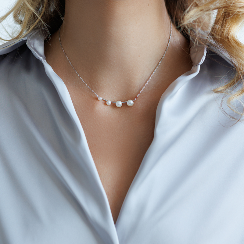 Sidabrinė grandinėlė su perlais