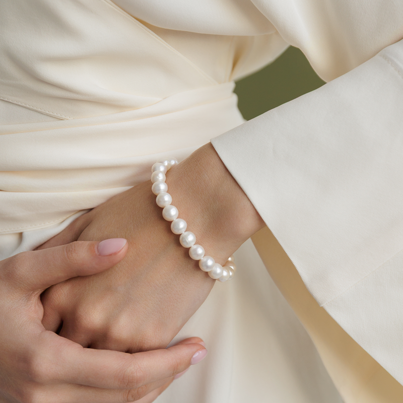 Perlų apyrankė su paauksuotu sidabru