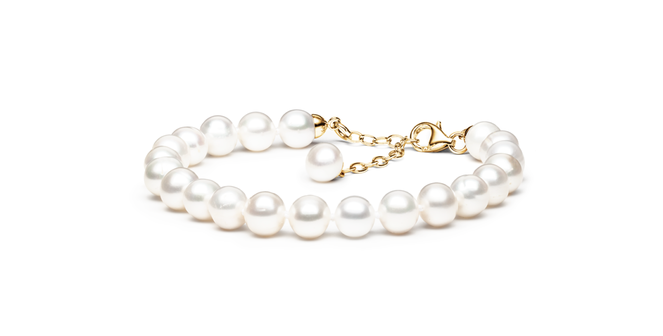 Perlų apyrankė su paauksuotu sidabru