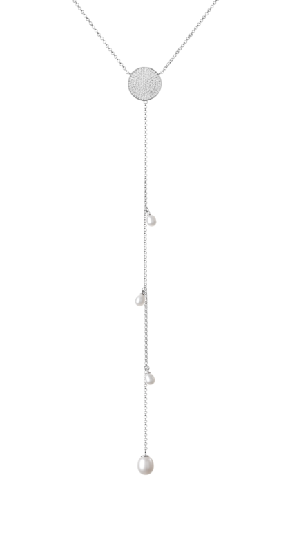 Sidabrinė grandinėlė su perlais ir cirkoniais