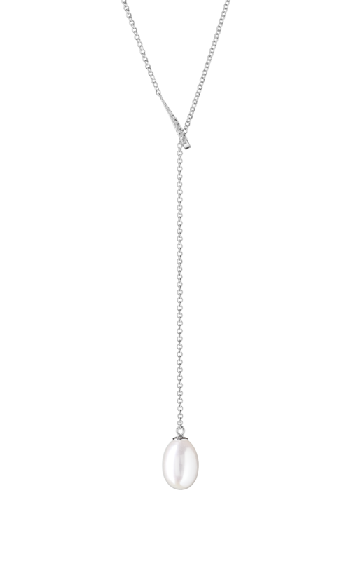 Sidabrinė grandinėlė su perlu ir cirkoniais